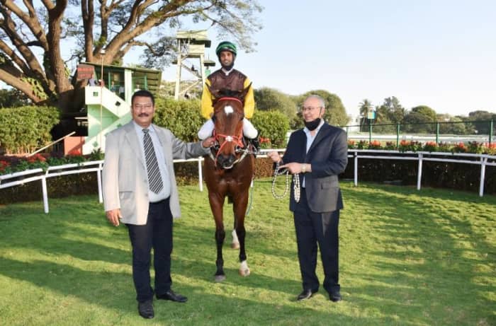 Harmonia, with Champion Apprentice Jockey Arul JH up trained by K Pradeep Annaiah and owned by Rajan Aggarwal and Gautam Aggarwal