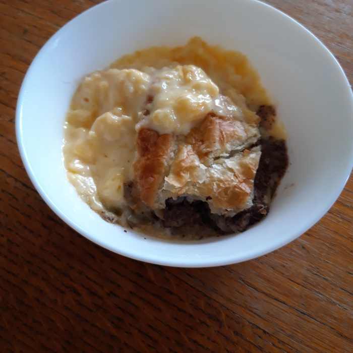 Pie with custard
