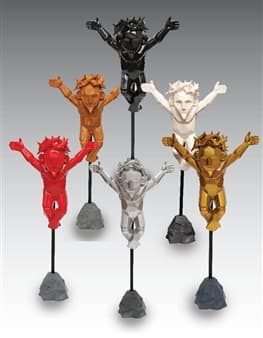Anito-Kristo sculpture by Ronald Ventura, combining the native Bulul idols and the figure of Jesus Christ on a cross.