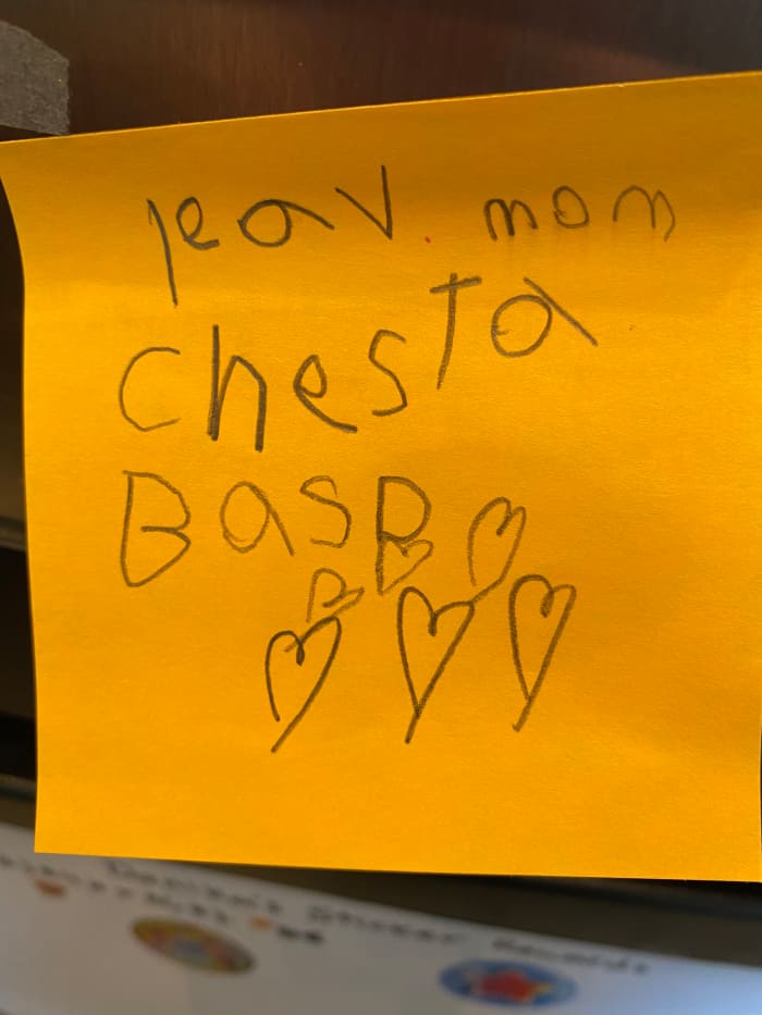 This is an example of a note for me from my daughter. She was 6 years old at the time and wrote it without assistance. You can see the trouble with letter sound and organization. The note was meant to read “I love mom, she’s the best”.