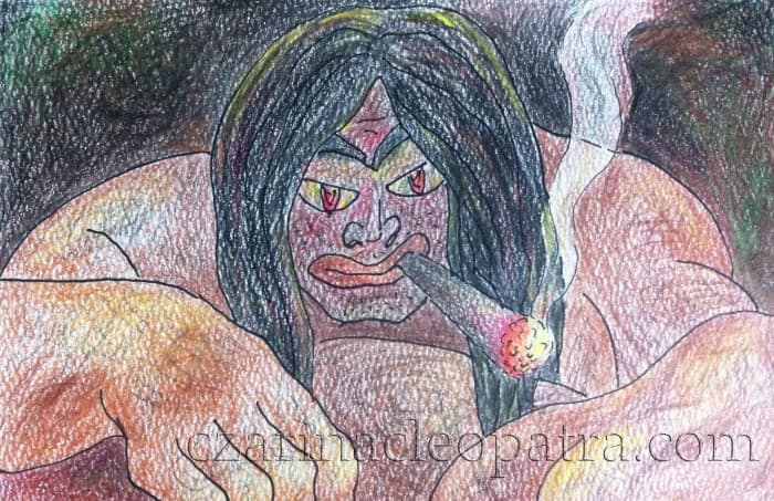 The term ‘kapre’ is derived from a Spanish word ‘kafre’ that depicts a large black man. As mythical creature, a kapre has big hairy body and smokes giant cigar.