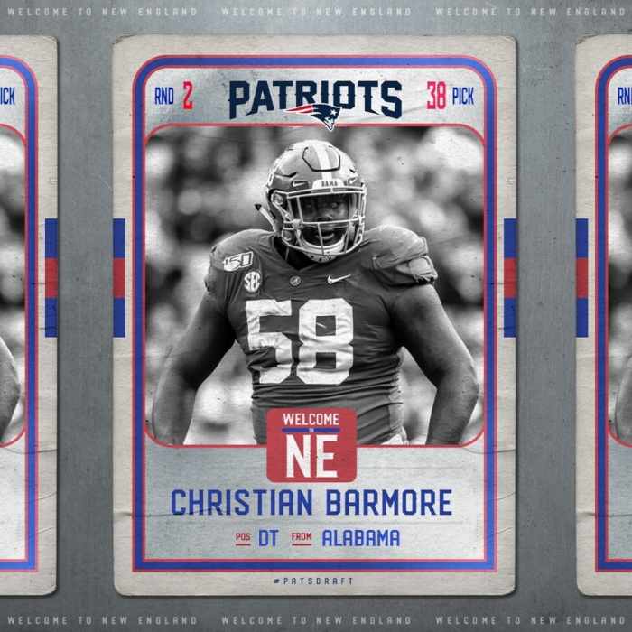 The Patriots trade up in the draft to grab Mac Jones’ teammate and highly scouted prospect Christian Barmore with the 38th pick in the second round.
