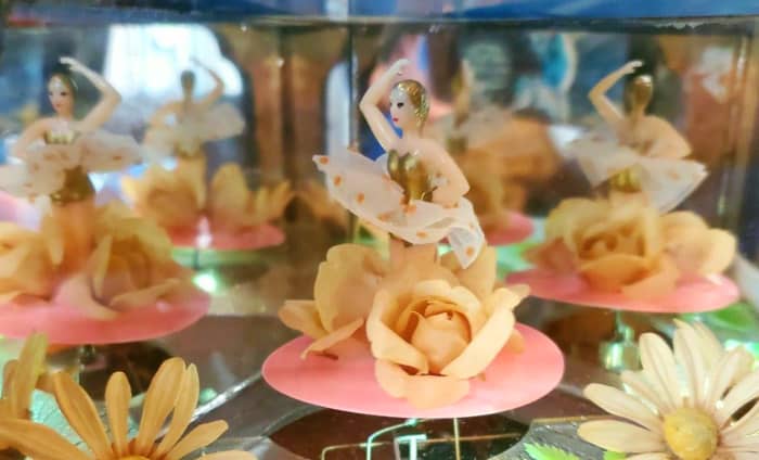 The mirrors and the flowers give the viewer the feeling of a magical world of ballerinas and a sweet private musical orchestra.