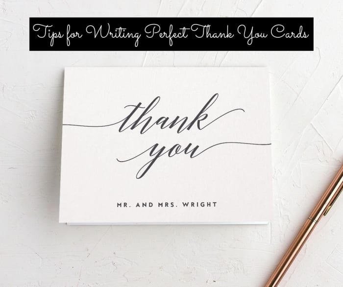 (1) Be specific about what they gave you, (2) express gratitude, (3) thank them for anything extra they did for your wedding, (4) proofread your card to make sure you didn't goof up, (5) keep it positive