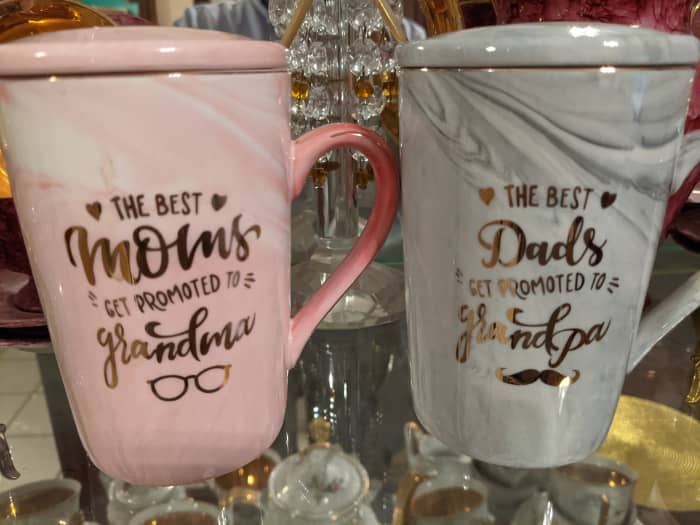 Coffee Cups from our daughter announcing my wife & my promotion from good parents to grandparents