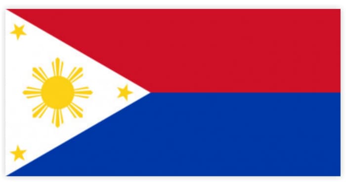 An inverted version of the Philippine national flag signifies that the country is in a state of war.