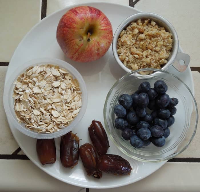 These are the ingredients I have measured and set aside. I normally just measure and put directly into the bowl or bowls, depending on how many I'm feeding. I display them together for the photo.