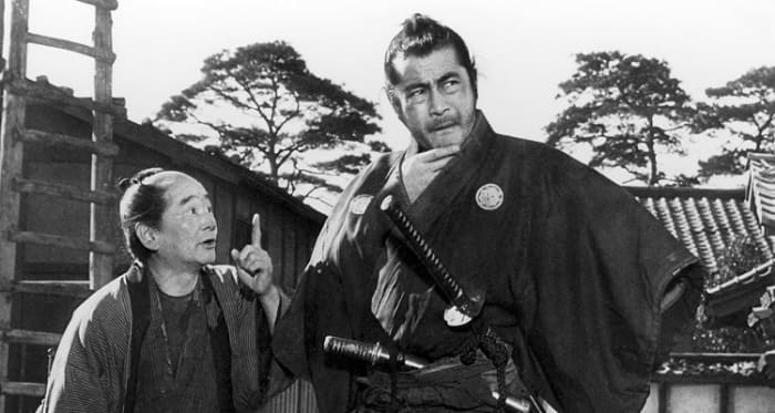 The great Toshiro Mifune (right) is both charismatic and deplorable as a hero but he sets the standard for all anti-hero films to follow.