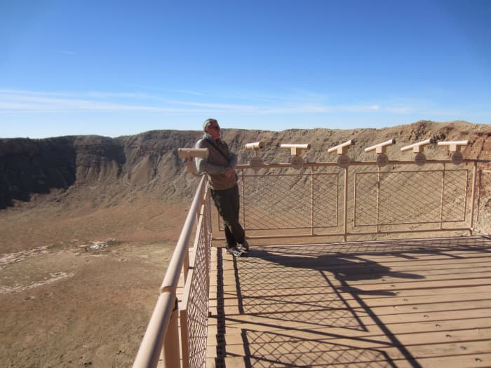 My brother-in-law standing on observation deck above the Crater.