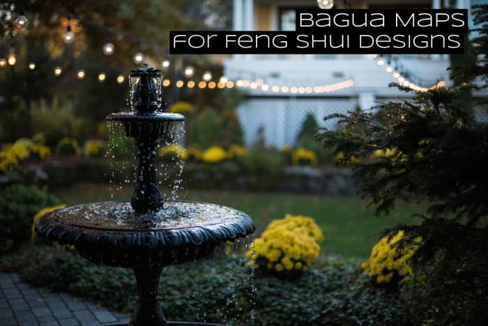 Designing a feng shui garden is made easy with a bagua map. The map will indicate where you should focus on each element and for what aspect in your life.
