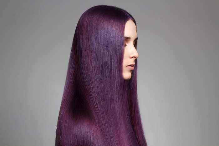Plum hair like this is an incredibly vibrant shade