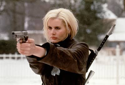 Davis is dynamite as the amnesiac assassin in the style of Jason Bourne, trading one-liners as easily as she does gunfire.