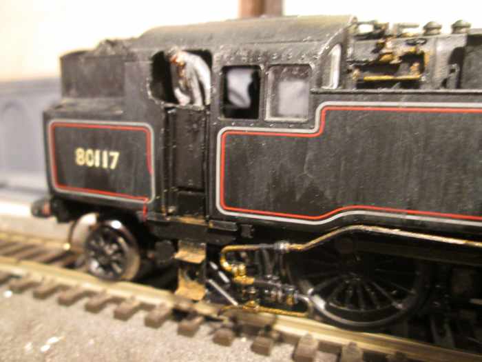 Bachmann BR Class 4MT modified and weathered with screw couplings and ModelU crew - fireman seen here leaning out to hear whether an approaching train on the Down Main needs assistance up Ainthorpe Bank to the junction