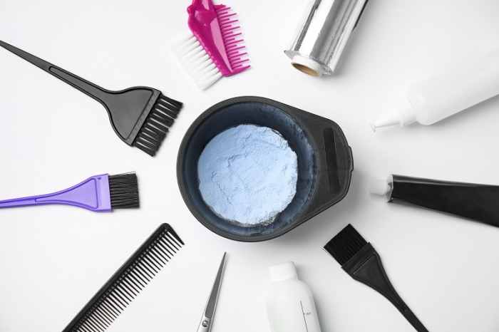 You'll need dye, lightener, peroxide, and tools for coloring and bleaching hair.