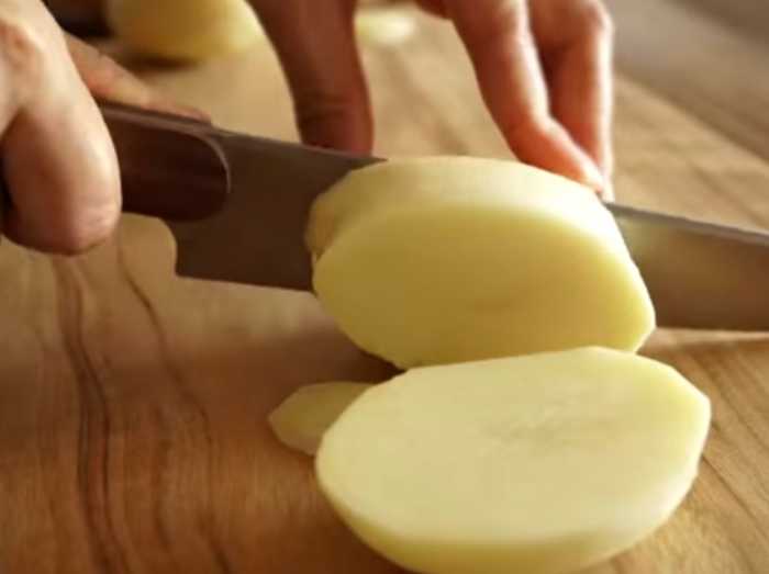 Step 1: Peel and dice two medium potatoes.