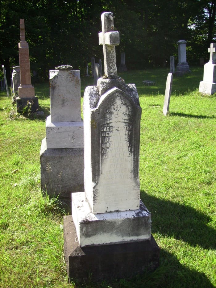 Grave of Daniel and Bridget O'Connor which is next to that of Daniel's brother Charles O'Connor in Holy Japanese Martyrs Catholic Cemetery in PHillipsville, Ontario, Canada.