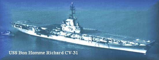 Nicknamed "Bonnie Dick" back in the day. She was designated as (CV-31) before her deck was modified for Jet Fighters in 1953.(Becoming CVA-31)Former crewman, Ken Gustofson stated she was the only Aircraft Carrier to serve in WWII, Korea, and Viet Nam