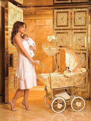 Here Trump's eye candy trophy wife pushes a golden baby carriage. Bernie is definitely not eye candy. he rides snowplows on cold mornings and does his own laundry, all very mundane tasks. Any wonder the media ignores him?