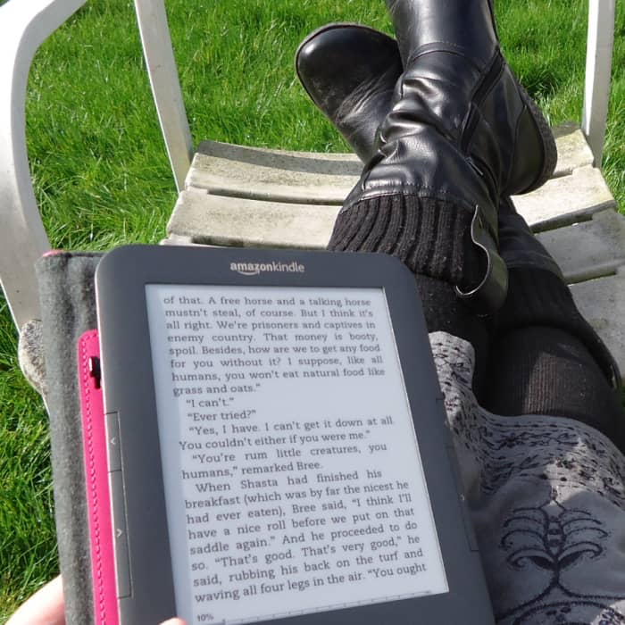 Author's Kindle 3 or Keyboard device which she still likes to use for retro fondness even though she now has a paperwhite