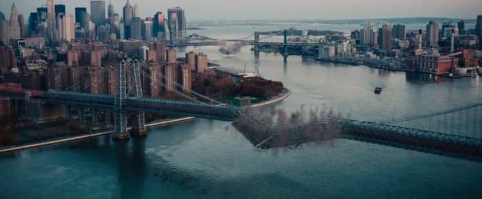 Courtesy of Warner Bros. Studios. Gotham isolated from the rest of the world in Dark Knight Rises