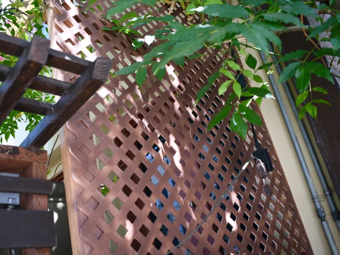 Trellises can be used on balconies to decorate a wall or to create a privacy screen against the railing. They’re easy to build yourself. It’s also easy to find a DIY kit to put together.