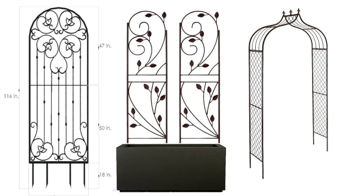 It's easy to purchase your planter box and decorative trellis separately. You can purchase one wide trellis, pairs of trellises, or even a trellis arch to place on either side of the planter. The pair in the middle only costs $41.95 for both.