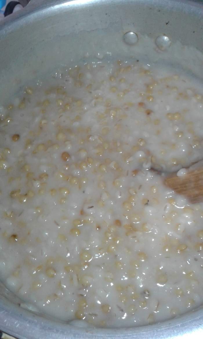 Pressure cook barley and wheat to 1 whistle. Low the flame for 20 mins or until tender. Then off the flame.