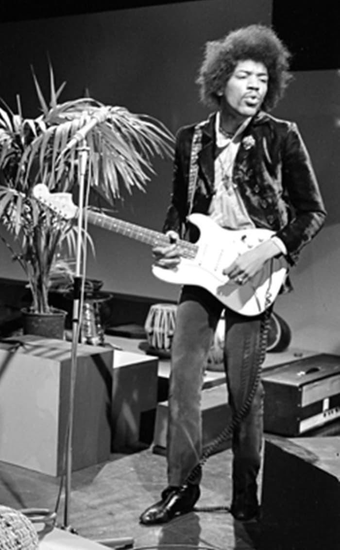 One of the most well-known examples of a mondegreen is in the Jimi Hendrix song "Purple Haze." Many people report hearing "excuse me while I kiss this guy" instead of "kiss the sky," which is the actual lyric.