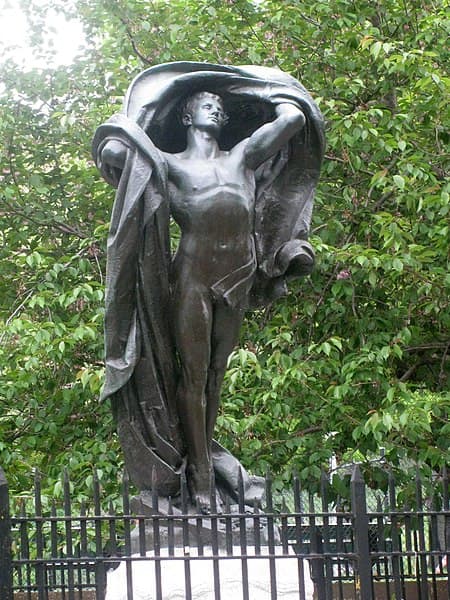 Charles Atlas in bronze. He was the model for The Dawn of Glory statue in New York to honour those who served in World War I.