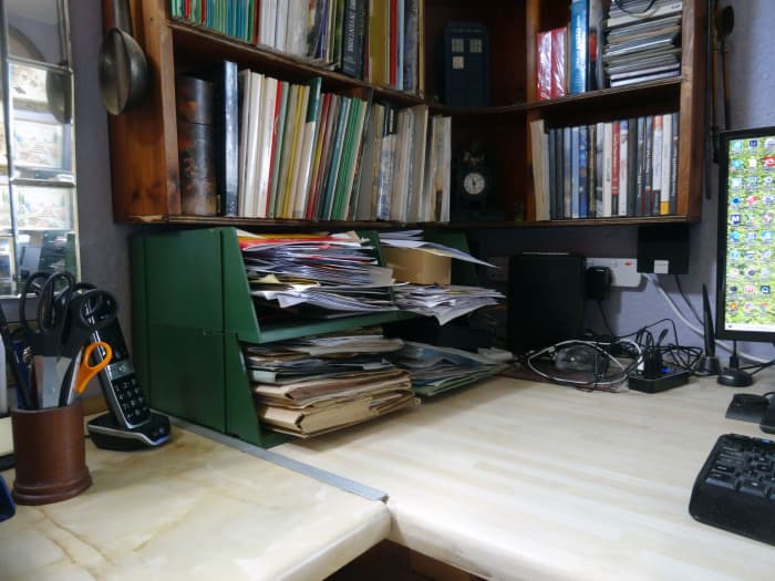 The short stubby green filing trays that we're keeping; and which I based my measurements on form designing the new wood filing trays.