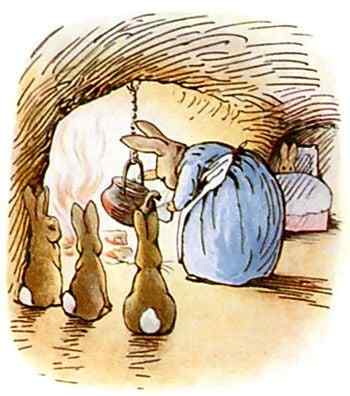 I am sorry to say that Peter was not very well during the evening. His mother put him to bed, and made some chamomile tea, and she gave a dose of it to Peter! 'One table-spoonful to be taken at bed-time'