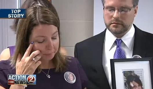 Alisha’s mother Sherry Anicich leaves the courtroom in tears after the first trial resulted in a hung jury. Photo courtesy of Action News 2.