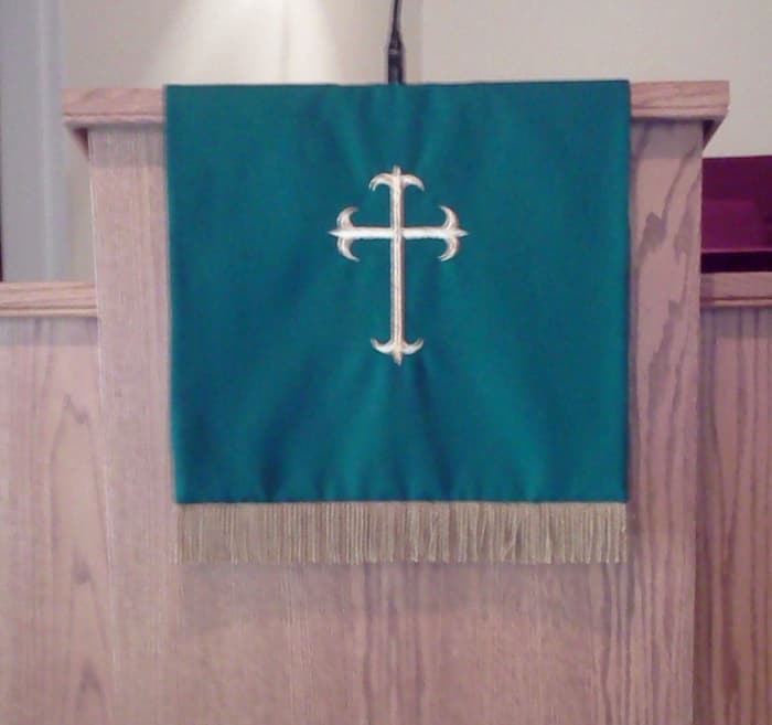 Green is the color of the long Epiphany season that follows Christmastide. This photo was also taken at our former church, Community United Methodist, in Fruitland Park, Florida, USA