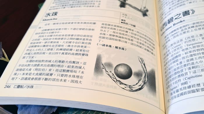 The character 珠 can also be easily paired with other Chinese magical terms or characters. Here, it follows the character for water (Shuǐ), thus denoting a magical water pearl.