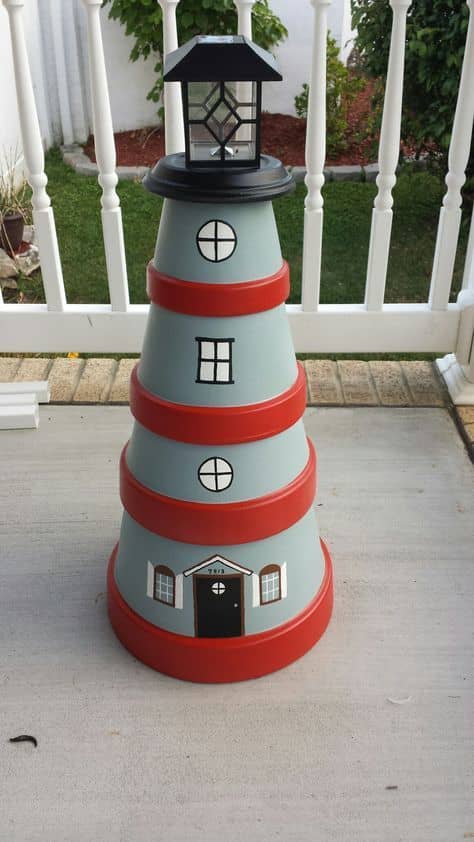 20+ DIY Clay Pot Lighthouses That Are Truly Works of Art - FeltMagnet