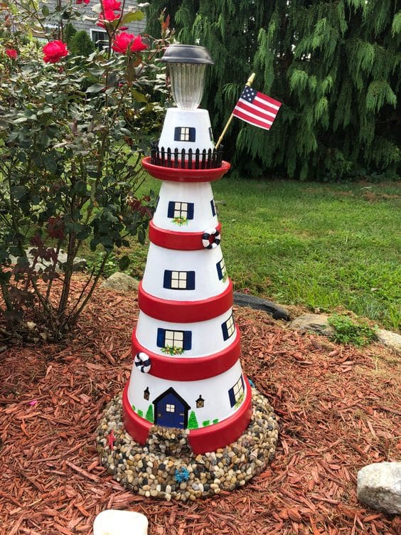 20+ DIY Clay Pot Lighthouses That Are Truly Works of Art - FeltMagnet