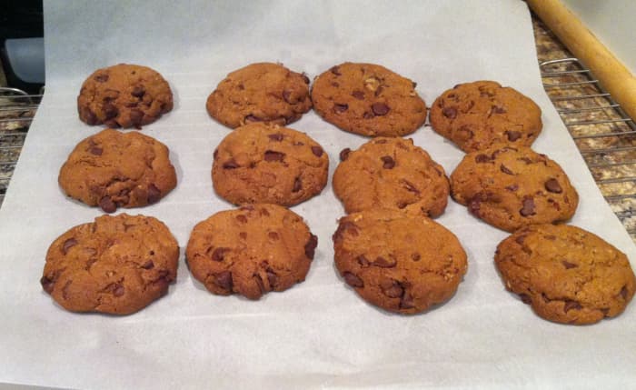 These are still warm for the oven, and the chocolate chips are melt-in-your-mouth good.