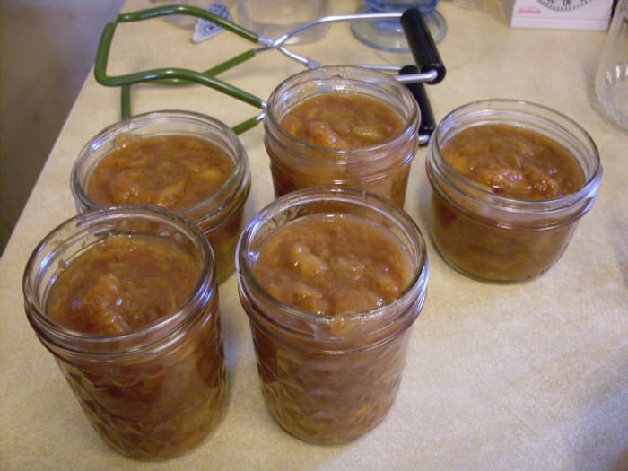 I used an assortment of small jars - some pints, some half-pints. Wipe the rims with a clean, damp cloth, and screw on lids firmly (not tightly).