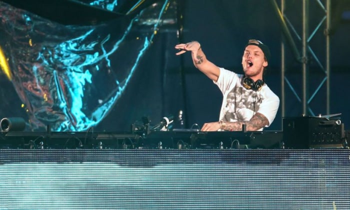 Electronic dance music Dj, artist and producer the late Avicii works up the crowd during a past performance