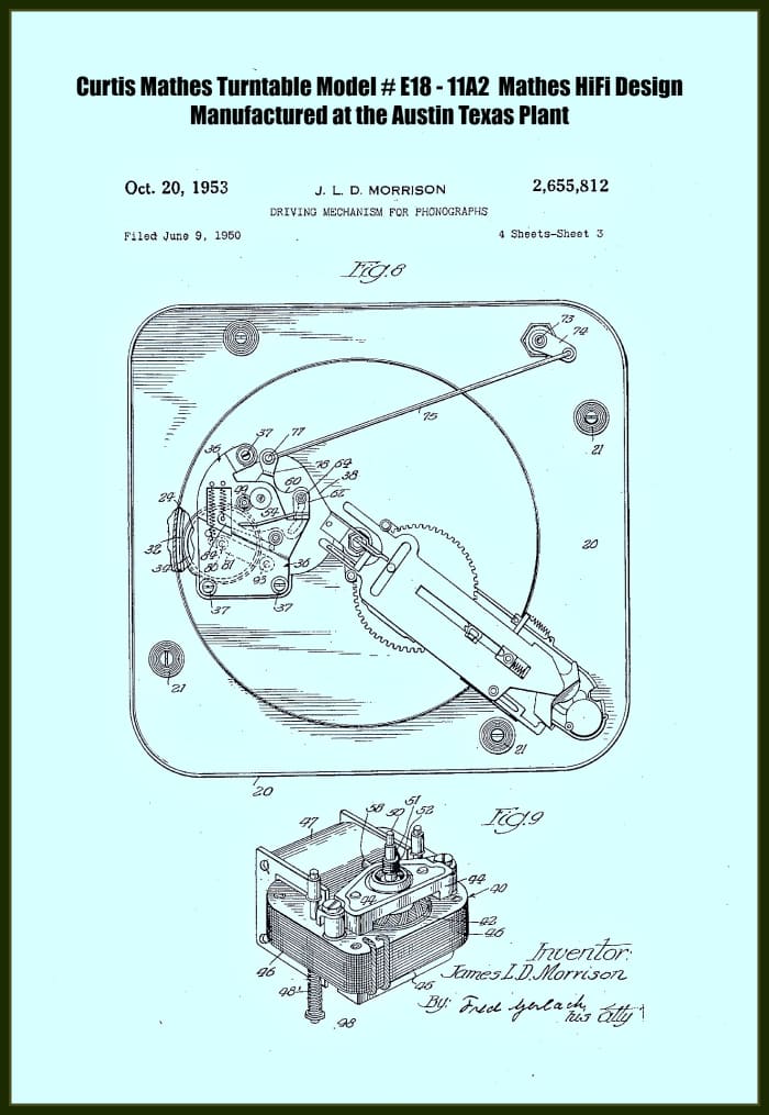 This turntable for the famous Mathes hifi design was manufactured at Austin Texas design and fabrication plant in 1953.