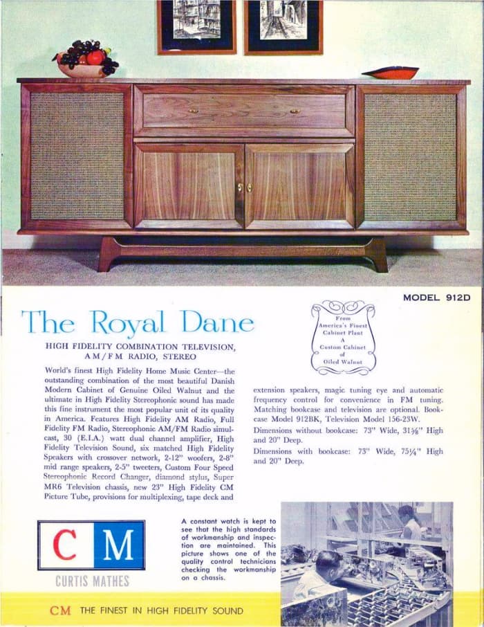 The Royal Dane was in the New Curtis Mathes Line for 1961 Curtis Mathes Serving American Homes for 62 Years.