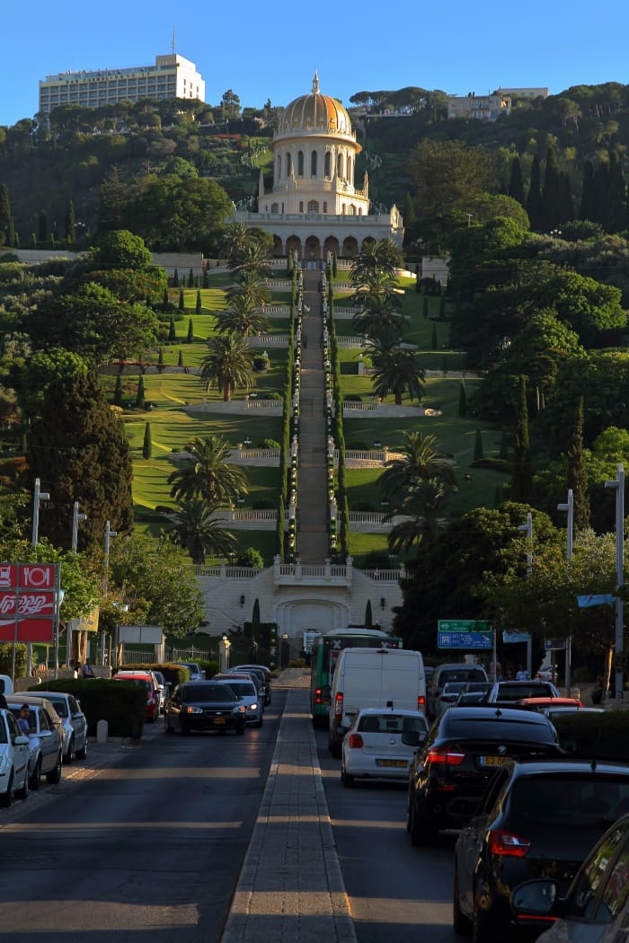 Terraces leading to the Shrine of the Bab on Mount Carmel, Haifa, Israel, where the Bab is buried.