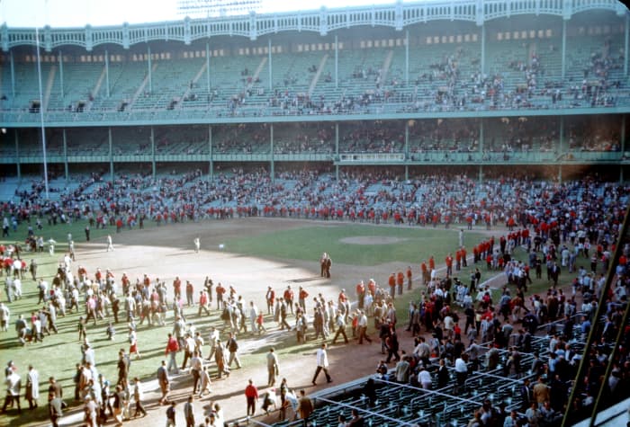 Yankee Stadium in the 1960s. Up until the 70s, you could exit through the outfield.