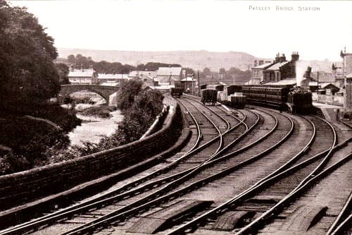 Pateley Bridge Station, 1905. Bradford Corporation sent men and materials via a narrow gauge railway from here up the dale to create two large reservoirs for its citizens