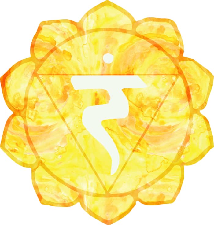 The third chakra or solar plexus chakra is located between the navel and the solar plexus, and it associated with the color yellow.