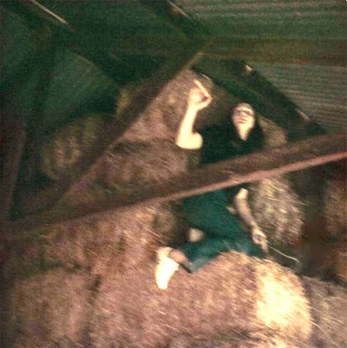 My job to feed the horses meant I had to climb into the rafters to pull a bail of hay down.