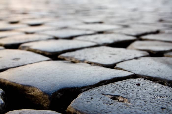 Many of Rome's central roads are paved by notorious "sampietrini" which are the name for these devilishly slick and uneven cobblestones. This is why I advise against electric scooters and bicycles.