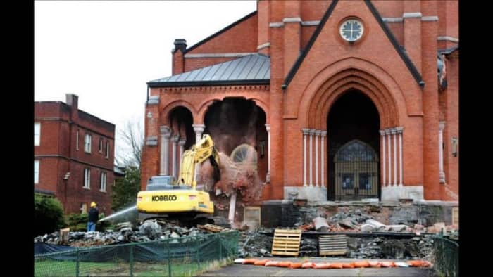 Saint Patrick's was demolished in 2013, and now, a Price Chopper sits on top of the plot of land.