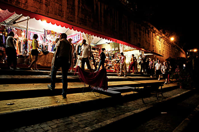 Tents showcase their wares, which include everything from fast food to cultural and political initiatives.