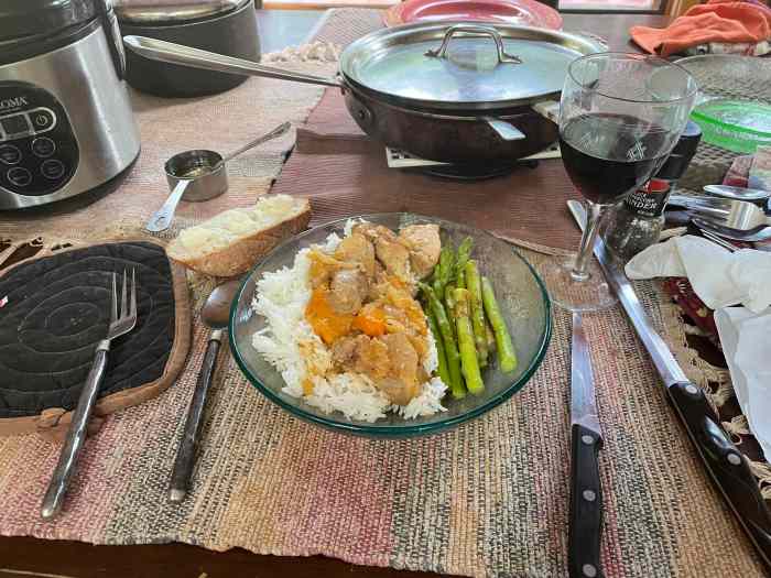 Sweet pork with apricots in plum sauce